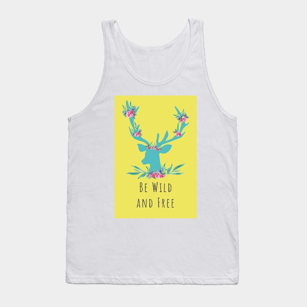 Be free & wild deer art A4 poster print on Quality paper. Ready to frame. Tank Top by Maia Pretty Designs